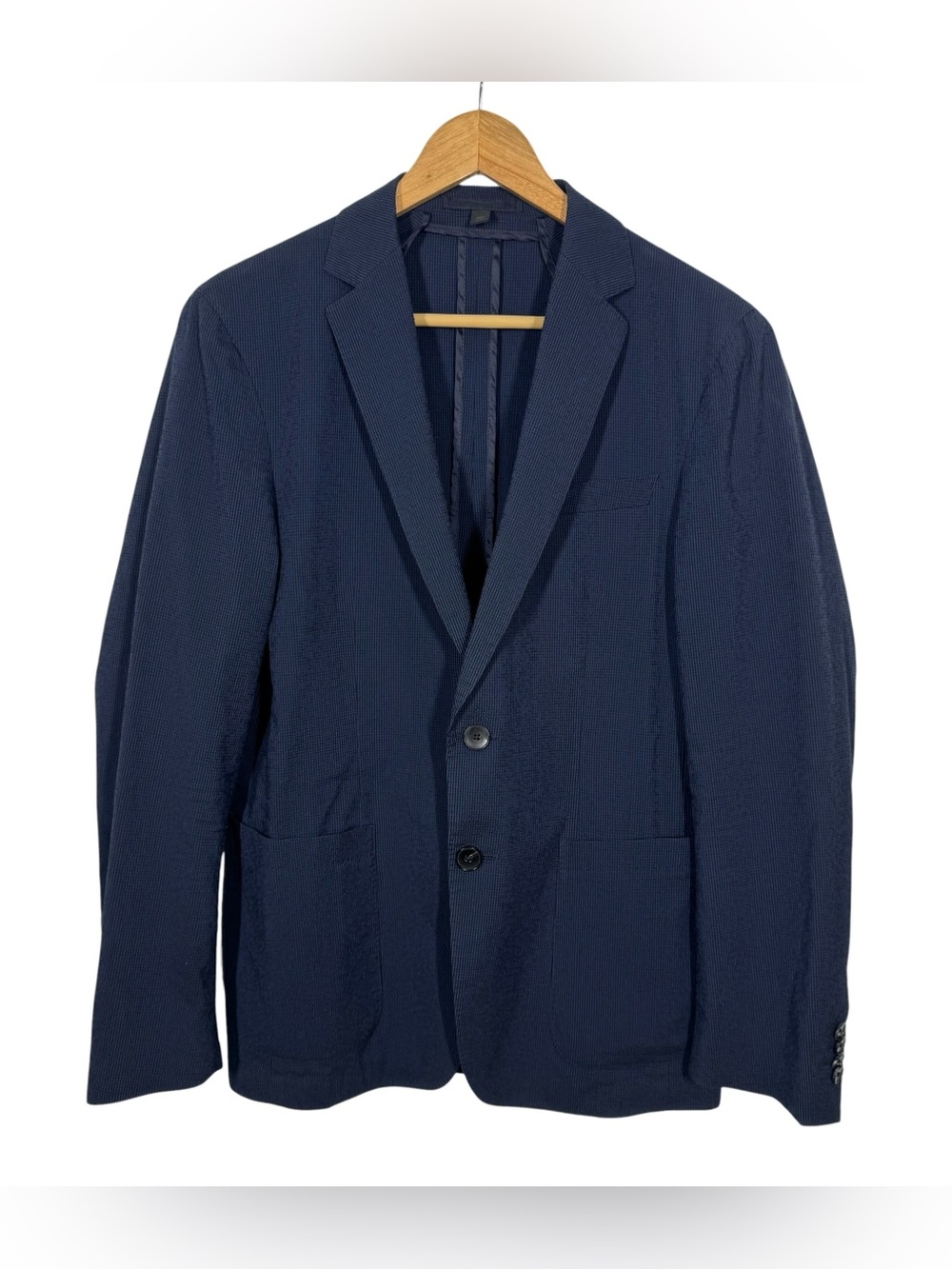 BOSS HUGO BOSS Marzotto Blue Blazer Seersucker Unstructured Jacket Slim Fit 36R